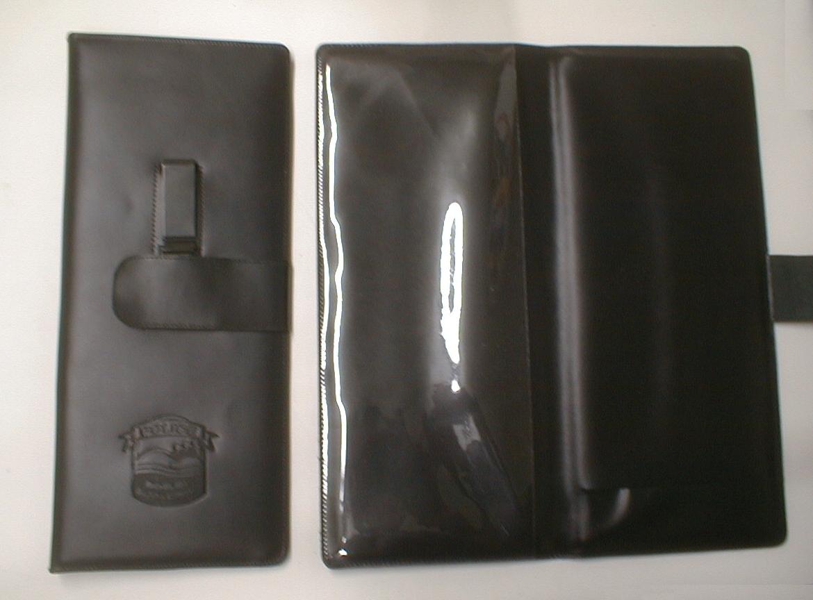 Large notebook holster in leather with clip on back